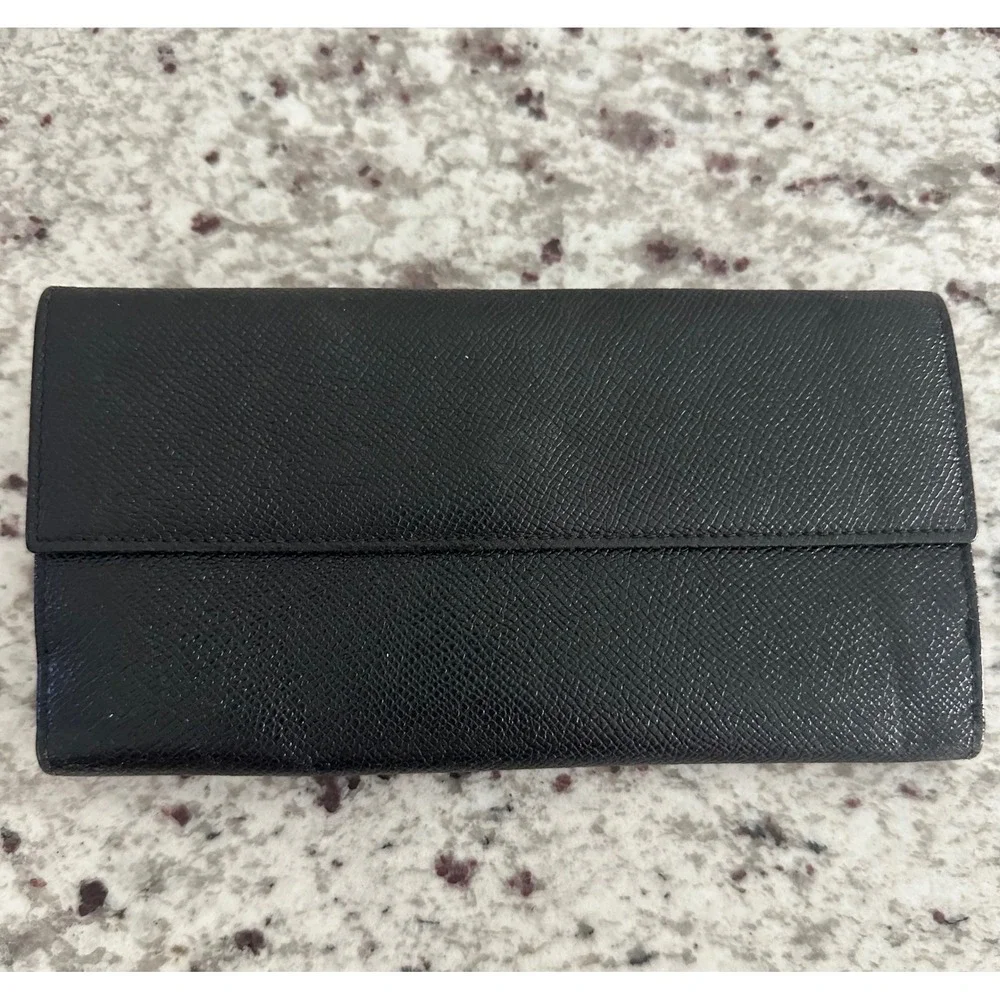 BVLGARI black leather shw long wallet
